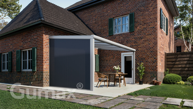 Aluminium Zijwand met antraciete panelen 2000mm tot 2300mm