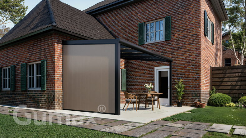 Aluminium Zijwand met grijsbeige panelen 2301mm tot 2500mm