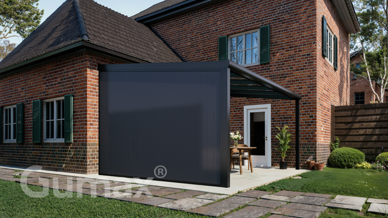 Paroi latérale en aluminium avec panneaux anthracite 2000mm à 2300mm