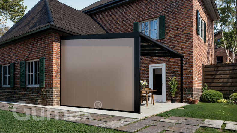 Aluminium Zijwand met grijsbeige panelen 2301mm tot 2500mm
