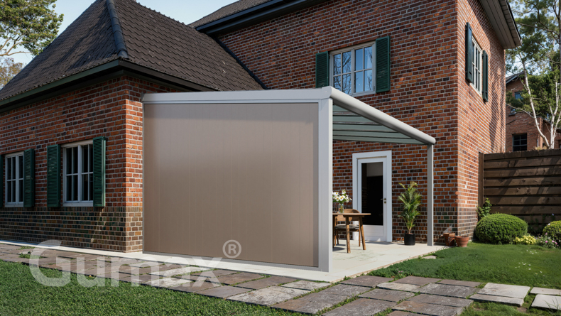 Aluminium Zijwand met grijsbeige panelen 2000mm tot 2300mm