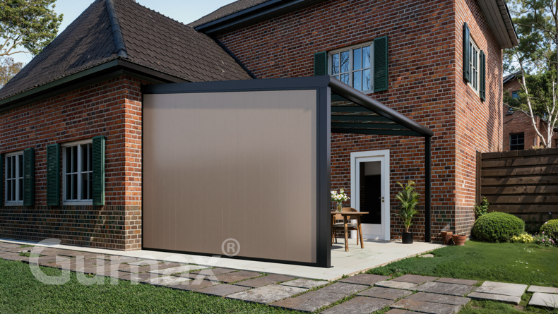 Aluminium Zijwand met grijsbeige panelen 2301mm tot 2500mm