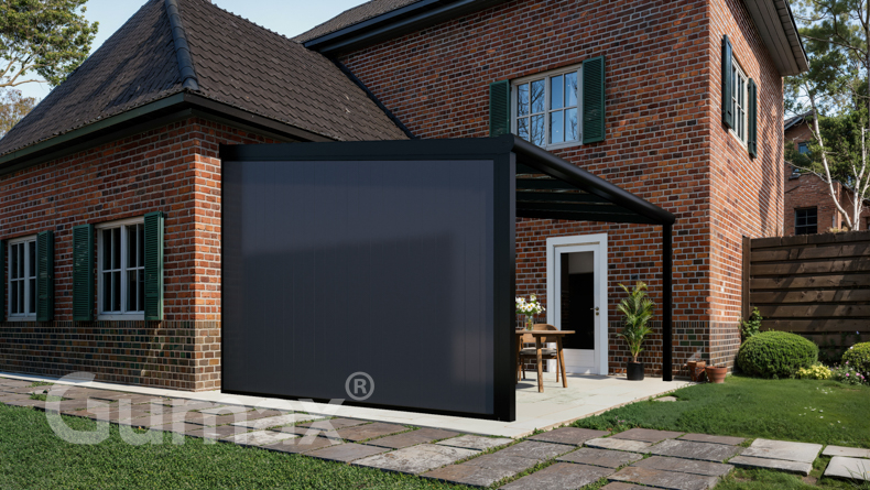 Paroi latérale en aluminium avec panneaux anthracite 2000mm à 2300mm