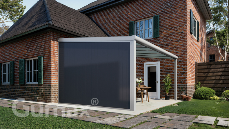 Paroi latérale en aluminium avec panneaux anthracite 2000mm à 2300mm