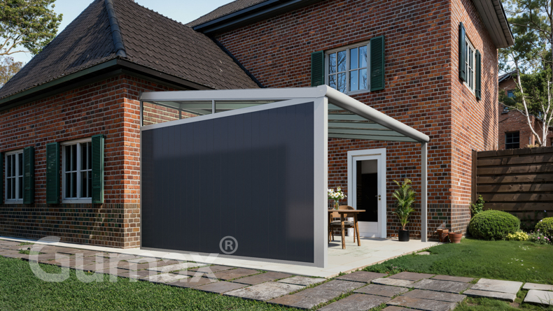 Paroi latérale en aluminium avec panneaux anthracite + clavette