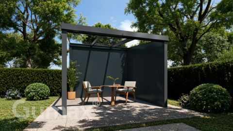 Freestanding veranda Authentic matt anthracite 3.06 x 3 metre clear glass roof