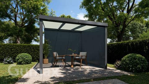Freestanding veranda Authentic matt anthracite 3.06 x 3 metre opal glass roof