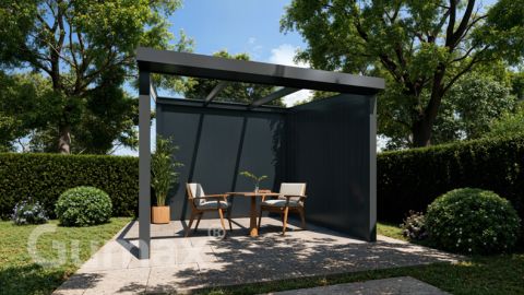 Freestanding veranda Contemporary matt anthracite 3.06 x 3 metre clear glass roof