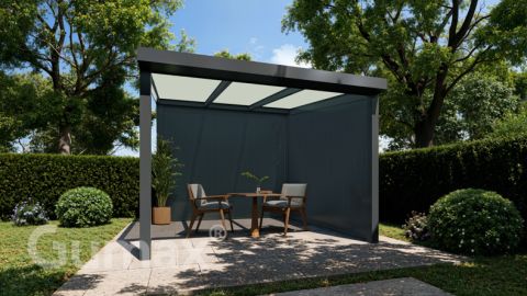 Freestanding veranda Contemporary matt anthracite 3.06 x 3 metre opal glass roof