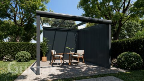 Freestanding veranda Modern matt anthracite 3.06 x 3.5 metre clear glass roof