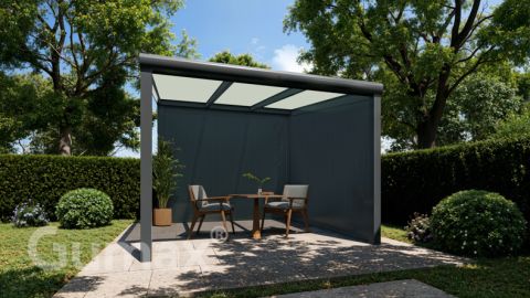 Freestanding veranda Modern matt anthracite 3.06 x 3 metre opal glass roof