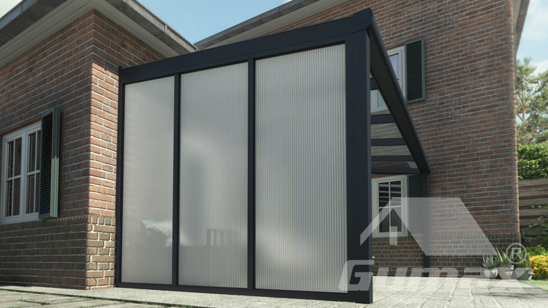 Zijwand opaal polycarbonaat